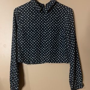 Polka dot long sleeve crop top